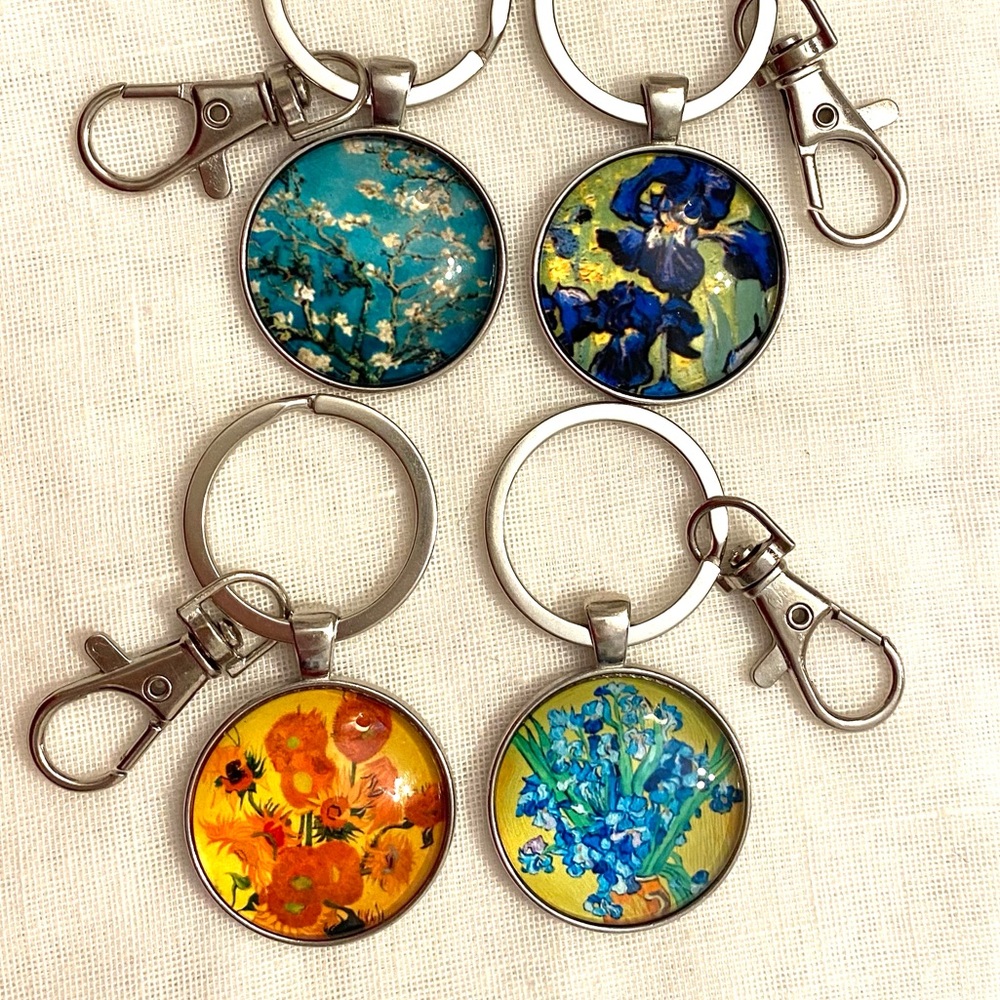 Fine Art Flower Keychain with Van Gogh Arrangements - Choose One